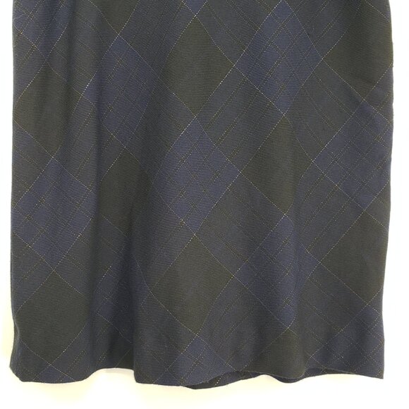 3/$25 Banana Republic Metallic Plaid Pencil Skirt 4 Work Career Navy Blue Black - Picture 5 of 9